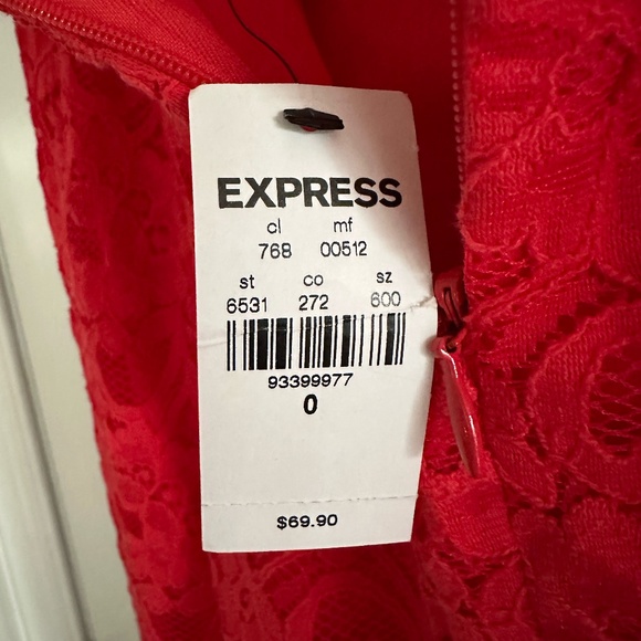 Express Red Lace High Waisted Midi Pencil Skirt NWT - Picture 10 of 12